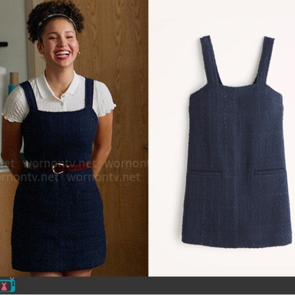 NWT Abercrombie Tweed Mini Dress Navy Blue Large